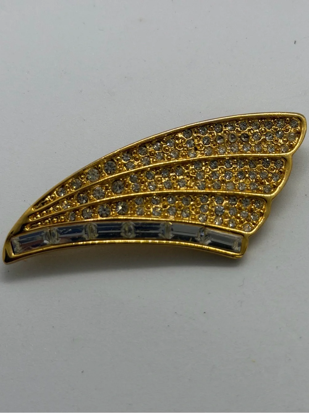 Vintage Gold-Tone Crystal Wing Brooch - Women's Jewelry